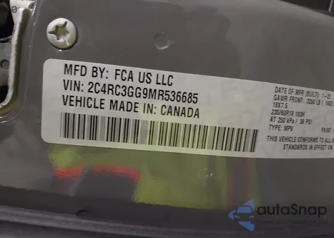 2021 Chrysler Pacifica Limited Awd from USA, damaged, VIN 2C4RC3GG9MR536685